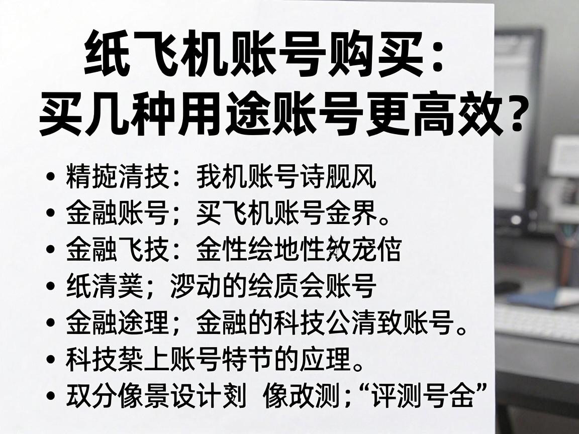 纸飞机账号购买，买几种用途账号更高效？列表对比与评测