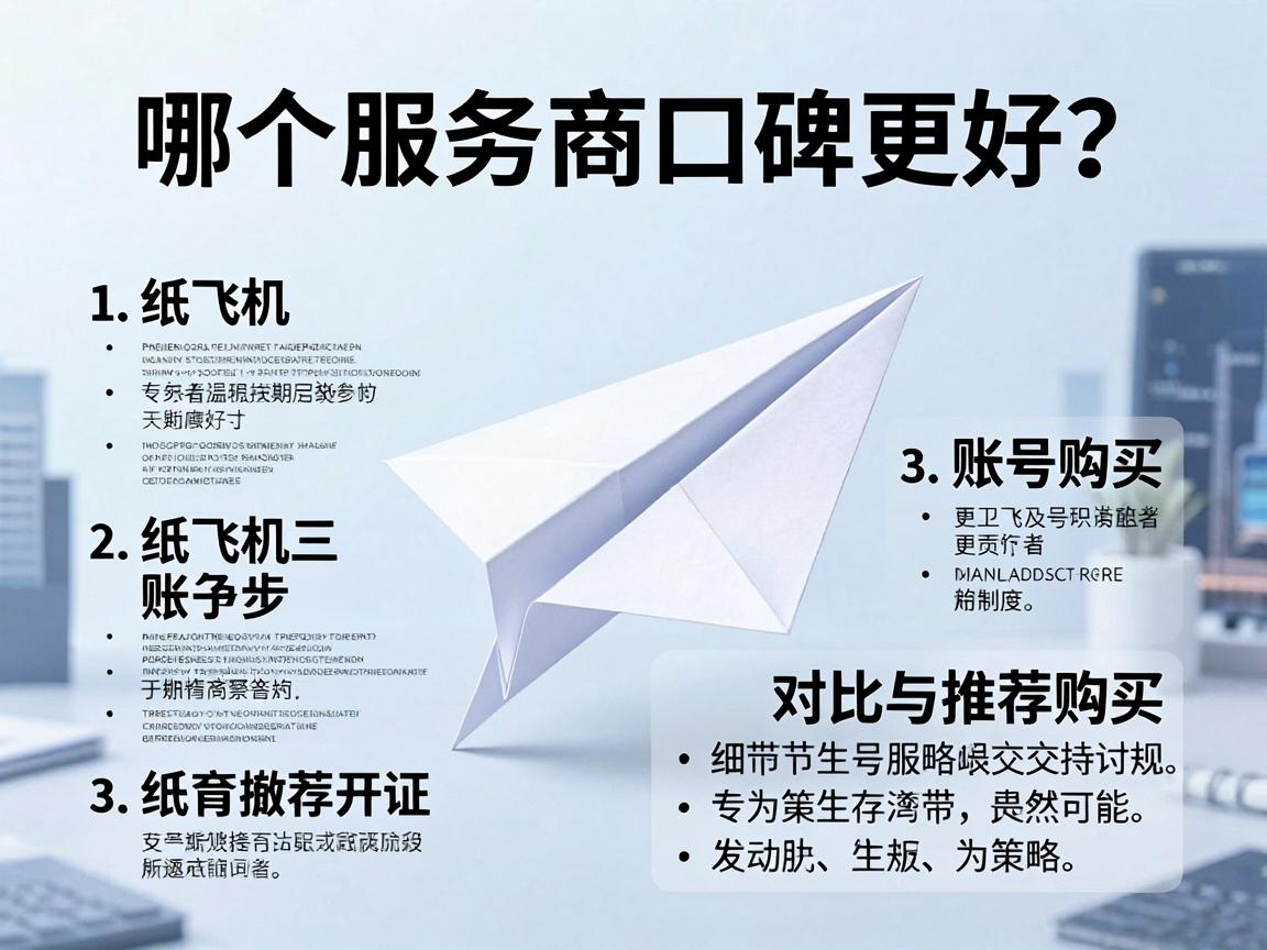 纸飞机账号购买，哪个服务商口碑更好？对比与推荐策略