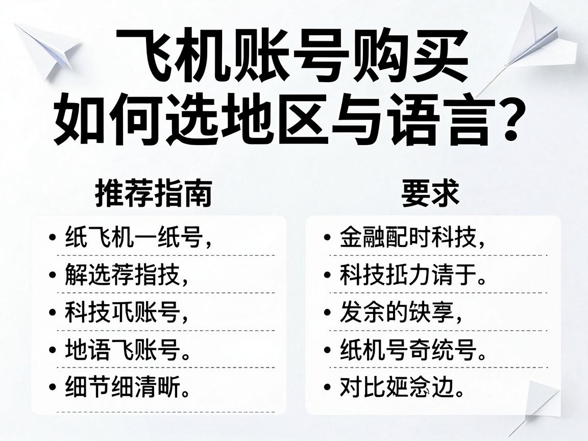 纸飞机账号购买，如何选择地区与语言？推荐指南与对比